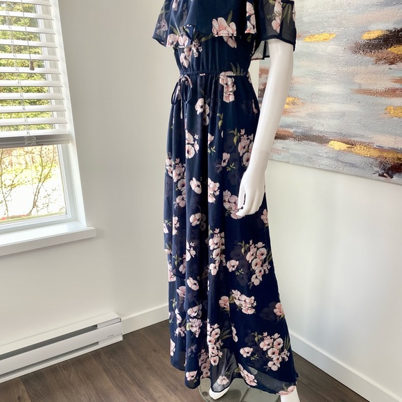 ABERCROMBIE AND FITCH “Fitch” Cold Shoulder Ruffle Maxi Dress Long - Picture 5 of 13